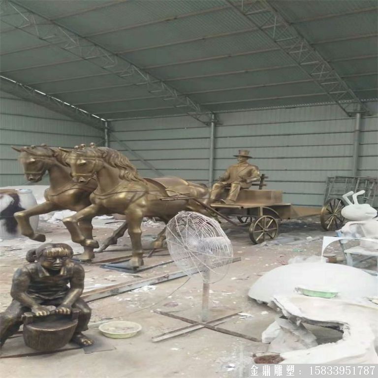 玻璃鋼仿銅馬車雕塑，馬車雕塑定做，啤酒節(jié)馬車雕塑8
