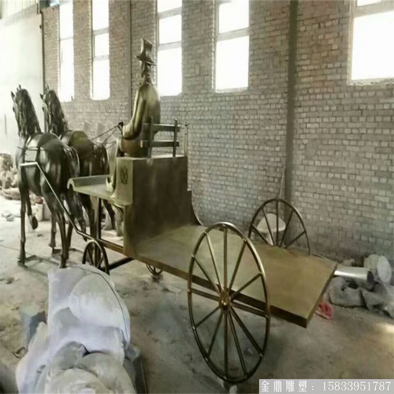 玻璃鋼仿銅馬車雕塑，馬車雕塑定做，啤酒節(jié)馬車雕塑2
