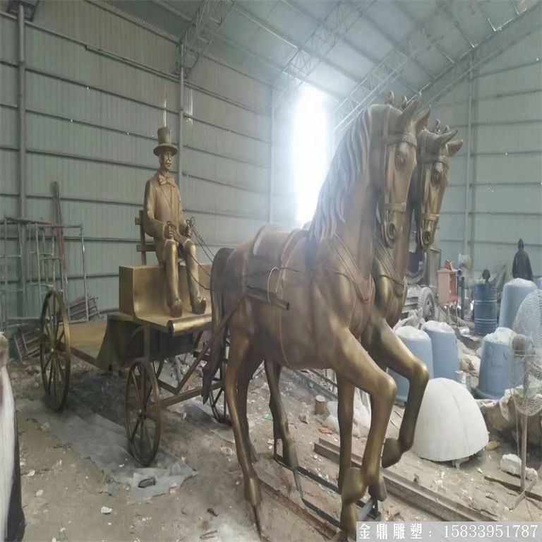 玻璃鋼仿銅馬車雕塑，馬車雕塑定做，啤酒節(jié)馬車雕塑5