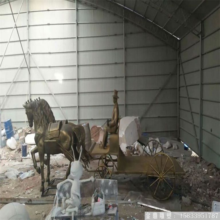 玻璃鋼仿銅馬車雕塑，馬車雕塑定做，啤酒節(jié)馬車雕塑6