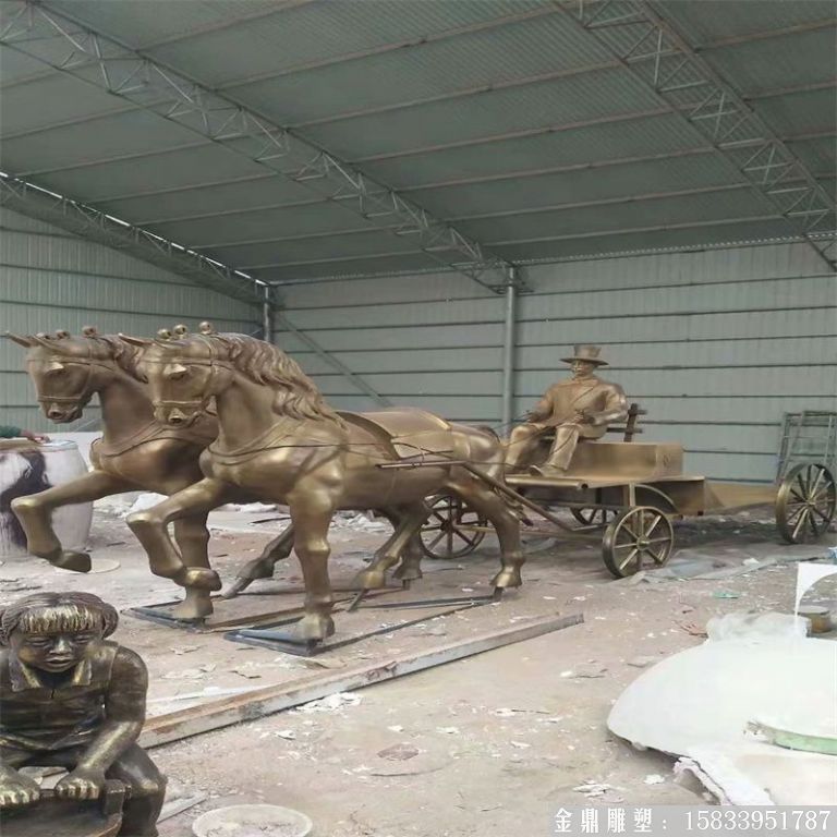 玻璃鋼仿銅馬車雕塑，馬車雕塑定做，啤酒節(jié)馬車雕塑7