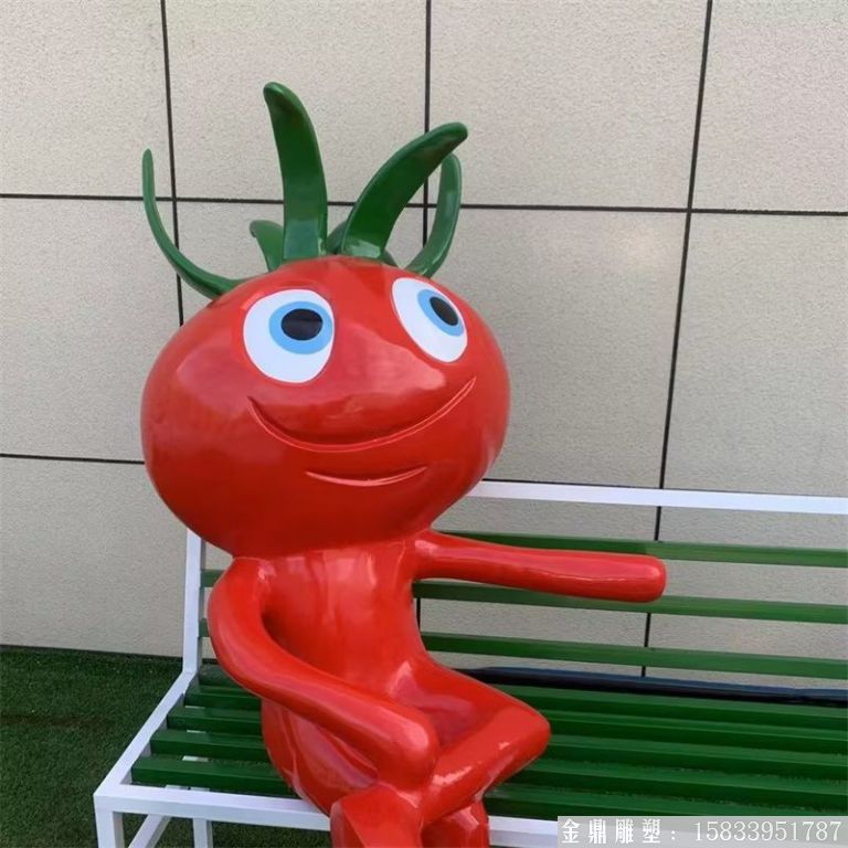 玻璃鋼卡通番茄西紅柿雕塑座凳2