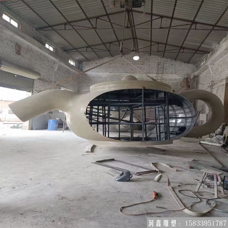 不銹鋼懸空天壺茶壺噴泉，景觀壺案例