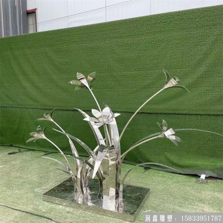 不銹鋼鏡面花朵雕塑，公園擺件花型雕塑